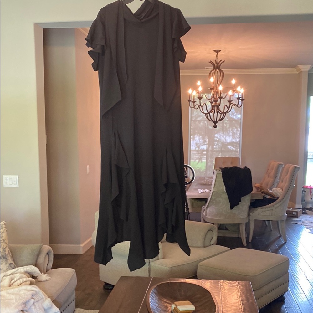 Black Asymmetrical Tiered Cocktail Dress